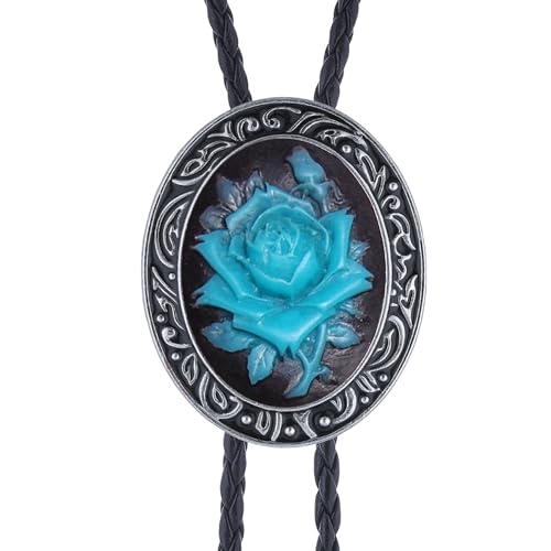 GelConnie Bolo Tie for Women Heart Cowboy Necktie Flower Gothic Mens Bolo Ties Bolero Necklace Red Western Ties for Men - color: Blue Western Tie
