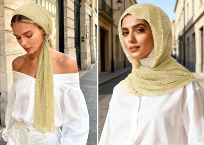 GERINLY Fashion Scarves for Women Lightweight Lace Printed Scarf Shawl Wrap - color: Gold