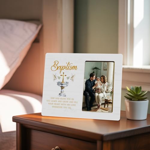 Baptism Gifts Picture Frame for Boy Girls, Christening Catholic Gifts Frame from Godmother Godparents - color: Baptism