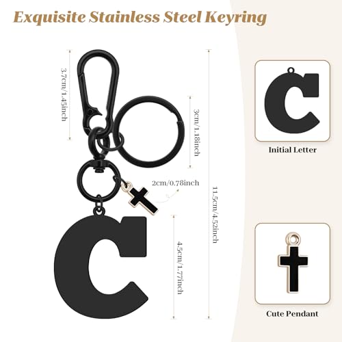Dabihu Letter Keychain Christian Letter A-Z Alphabet Keyring for Backpack Handbag Alphabet Monogram Key Chain - color: C
