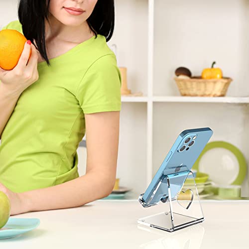 Crpich Acrylic Cell Phone Stand, Portable Phone Holder, Clear Phone Stand for Desk, Compatible with Phone16 15 14 13 Pro Max Mini 12 11 SE, Switch, Android Smartphone, Pad, Tablet, Desk Accessories - color: Clear