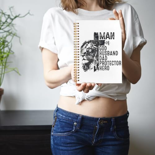 Retro Lion Christian Notebook, man of god husband dad protector hero Journal, Religious Scripture Spiral Notebook Journal for Note Taking, Christian Faith Based Gifts for Women Men, 5.5x8.3 Inch - color: Lion MAN GOD HUSBAND DAD
