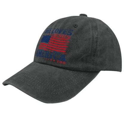 She Loves Jesus and America Too Hats for Womens Soft Washed Distressed Baseball - color: She Loves Jesus and America Tooallblack1