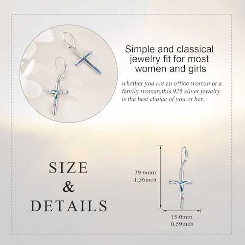 LUHE Sterling Silver Corss/Daisy/Musica Note Dangle Earrings for Women - style: Drop Cross Earrings