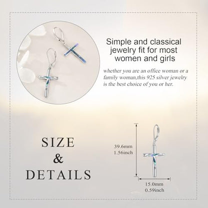LUHE Sterling Silver Corss/Daisy/Musica Note Dangle Earrings for Women - style: Drop Cross Earrings
