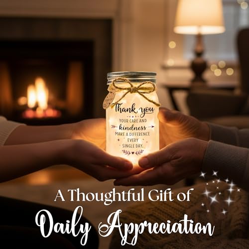 Solmay Retirement Gifts for Women, Mason Jar Night Light - color: Thank You
