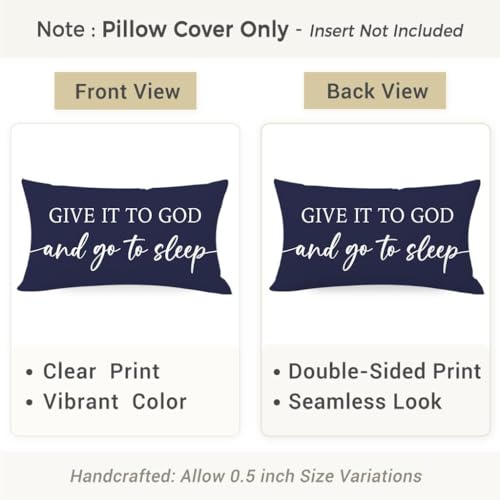 Christian Pillow Covers 12x20 for Bed Set of 2 – Navy Blue - color: Navy Blue