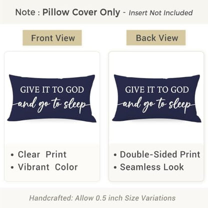 Christian Pillow Covers 12x20 for Bed Set of 2 – Navy Blue - color: Navy Blue