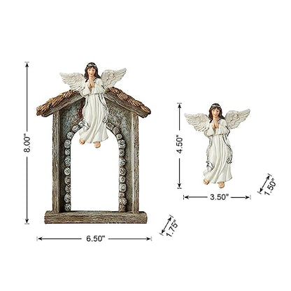 Glitzhome Christmas Nativity Set Nativity Scene Set Indoor 8 in Resin Nativity Figurines Set 11 Pcs Removable Angel Statue Ivory Nativity Sets & Figures Christian Holy Family Figure with Baby Jesus - color: Ivory Nativity Set