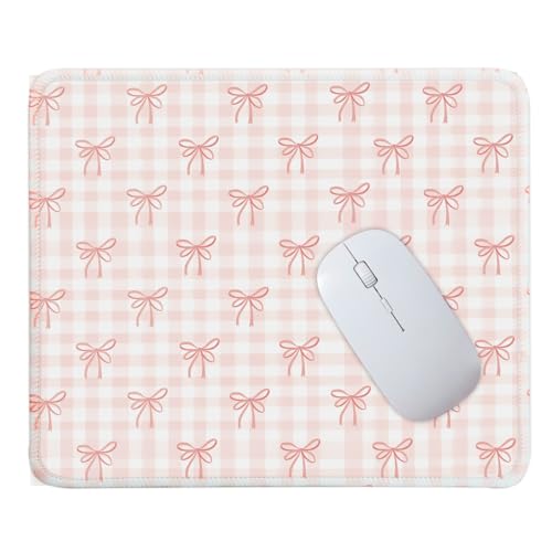 Mouse Pad for Desk with Stitched Edge, Premium Cute Washable Mouse Pads. Computer Mousepad with Non-Slip Rubber Base, Mousepads for Laptop, 9.25x7.75x0.12 inch (Lovely Bows) - color: Lovely Bows