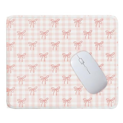 Mouse Pad for Desk with Stitched Edge, Premium Cute Washable Mouse Pads. Computer Mousepad with Non-Slip Rubber Base, Mousepads for Laptop, 9.25x7.75x0.12 inch (Lovely Bows) - color: Lovely Bows