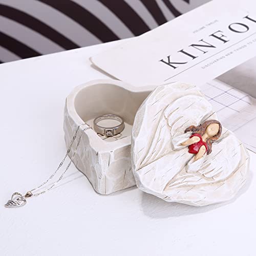 Hodao Angel Jewelry Box, Heart-Shaped Keepsake, Love You Gift for Women - color: Red Heart Angel-love You