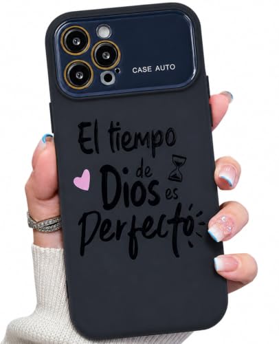 for iPhone 17 Pro Max Case God's Timing is Perfect Spanish Bible Verse Phone Case, Full Camera Lens Protection, Shockproof Drop Resistant Durable Cover (Black, iPhone 12 Pro) - color: black, size: iPhone 12 Pro