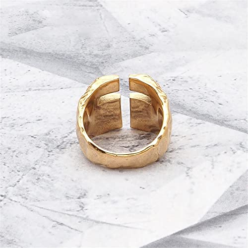 Men's Stainless Steel Ring Cutout Christian Cross Statement Signet Rings - color: gold