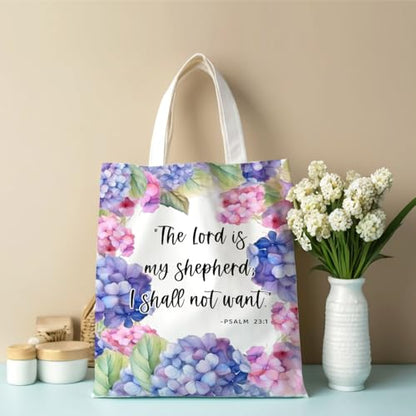 Positive Religious Christian Gifts Canvas Tote Bag for Women Christmas Birthday Cute Beach Reusable Grocery Bags - color: Psalm 23 1