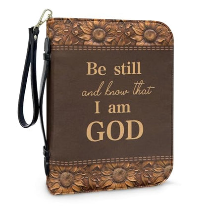 Bible Case for Women Men Large Size Bible Cover Case Book Sleeve Scripture Study Bible Carrier Bag,Size L-2XL - color: Brown Letters, size: Large