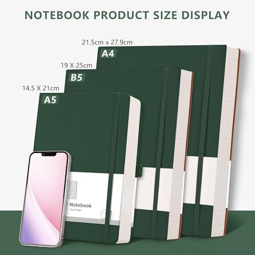 AHGXG Lined Journal Notebook, 320 Numbered Pages, B5 (7.6'' X 10'') - color: Green, size: B5