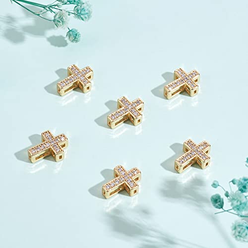 Gold Cross Beads for Jewelry Making, 10Pcs