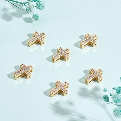 Gold Cross Beads for Jewelry Making, 10Pcs
