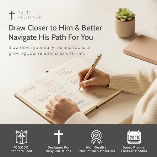 2026 Christian Planner & Prayer Journal | Strengthen Your Relationship with God and Better Navigate His Path for You | Daily Planner w/Bible Verses, Prayer Prompts, & Habit Tracking (Leather) - color: Leather
