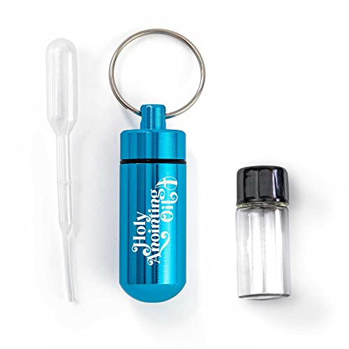 Logos Trading Post Anointing Oil Bottle with Aqua Keychain Container - color: Aqua