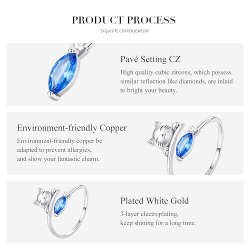 MUNDELL Blue Turtle Koi Fish Adjustable Ring Bird Animal Open Ring Seahorse Chameleon Wrap Finger Rings for Women Statement Ring - color: Sapphire Blue