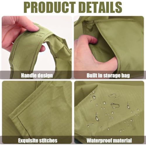 Large 50lbs Heavy Duty Reusable Foldable Grocery and Shopping Tote Bags - Washable Polyester Bags in Pocket - color: Green
