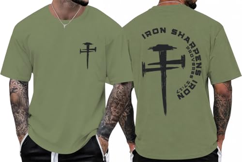 Christian Shirts For Men Iron Sharpens Iron T-Shirt Religious Jesus Tshirt