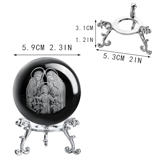 Holy Family Crystal Ball 3D Laser Engraved K9 Christian Gift 2.3 Inch - style: Holy Family
