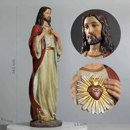 BC Catholic Sacred Heart of Jesus Statue, 24.5" H Large Jesus Christ Statue - size: 24.5 inches H
