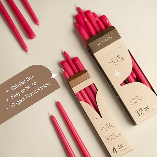 Leor & Lair Hot Pink Taper Candles, 12 Pack, 10" Pink Candles - color: Hot Pink