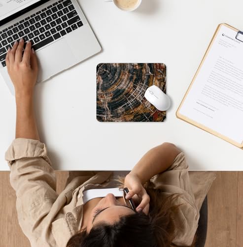 Rustic Tree Ring Mouse Pad for Desk, Abstract Wood Grain Cross Section Nature Brown Mousepads with Anti-Slip Rubber Base for Computer Laptop Home Office Desk Accessories, 9.5x7.9 Inch - color: Square mouse pad-annual ring
