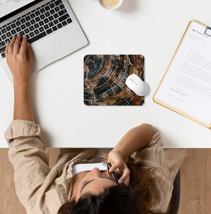 Rustic Tree Ring Mouse Pad for Desk, Abstract Wood Grain Cross Section Nature Brown Mousepads with Anti-Slip Rubber Base for Computer Laptop Home Office Desk Accessories, 9.5x7.9 Inch - color: Square mouse pad-annual ring