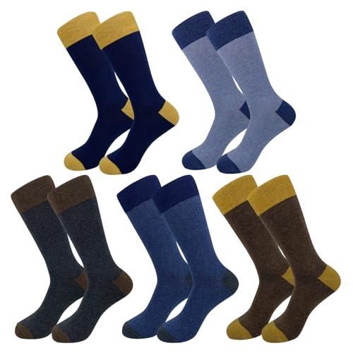 Men's Colorful Striped Dress Socks, 5-Pack Cotton, Sock Size 10-13 - color: Classic Colorblock Mix