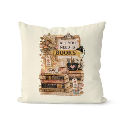 QIYUHOY Retro Book Lover Throw Pillow Covers, 18x18 Inch - color: 005-motivational