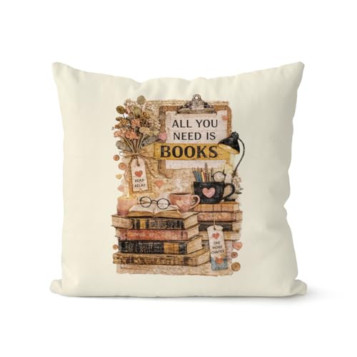 QIYUHOY Retro Book Lover Throw Pillow Covers, 18x18 Inch - color: 005-motivational