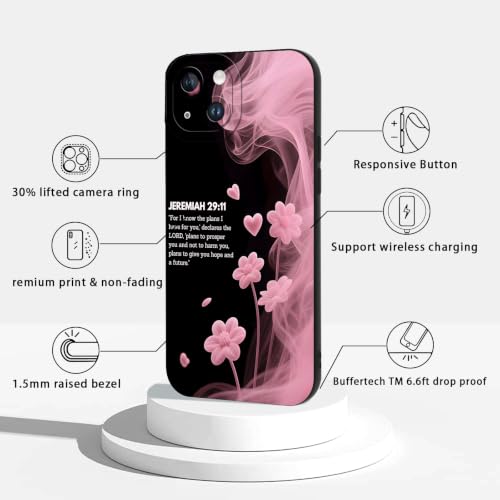2 Pack Christian Bible Verse Phone Case for iPhone 14 6.1'', Inspirational Religious Protective Cover, Shockproof Faith Based Phone Case, Jeremiah 29:11 2 Corinthians 5:17 Gift for Women Girls - color: Blossoms, size: for iPhone 14
