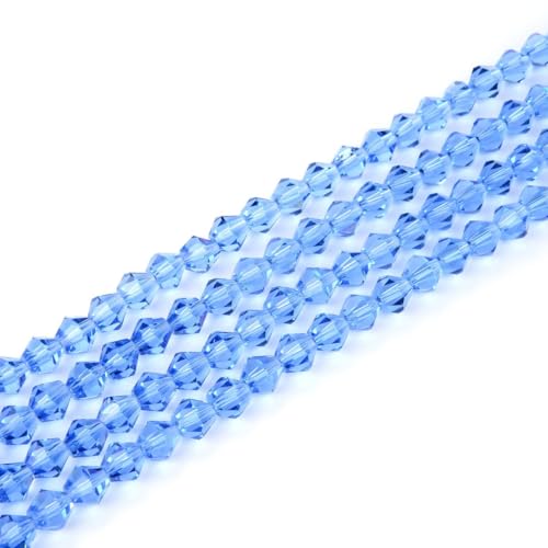 250pcs Czech 6mm (0.24 Inch) Faceted Bicone Crystal Glass Loose Beads Spacer Bulk Light Sapphire Blue for DIY Craft Jewelry Making CCB614 - color: Light Sapphire Blue, size: 6mm - 250pcs