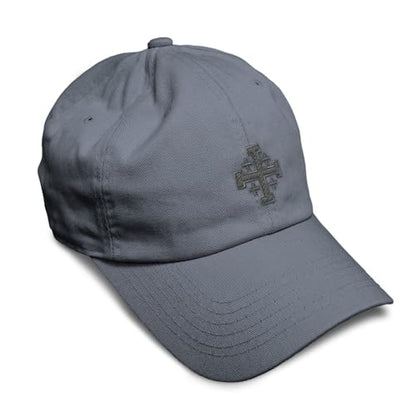 Custom Soft Baseball Cap Jerusalem Cross Crusader Jesus Christ God - color: Dark Grey Design Only