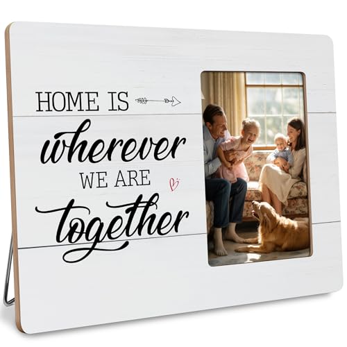 Housewarming Gifts Picture Frame, Family & New Home Gift, Home Is Wherever We Are Together Frames Fits 4x6 Photo - color: Yellow