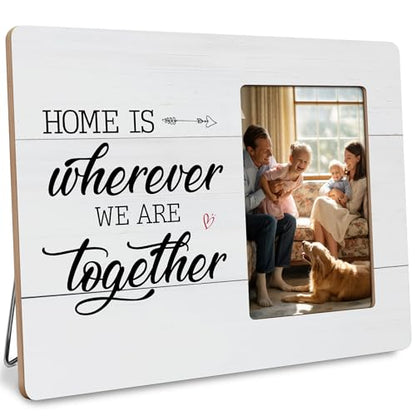 Housewarming Gifts Picture Frame, Family & New Home Gift, Home Is Wherever We Are Together Frames Fits 4x6 Photo - color: Yellow