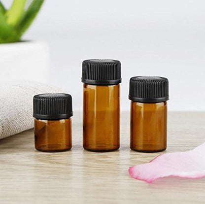 12 Pack Set Brown Screw Cap Glass Bottle Small Mini Empty Oil Vial (3ml) - style: 3ML