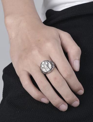 Men's Stainless Steel Celtic Cross Ring - color: Silver