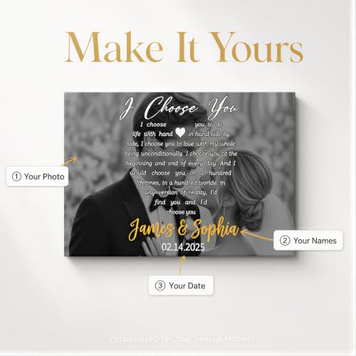 Ipplee Custom Canvas Print with Your Photo, I Choose You for Couple - color: Design 02