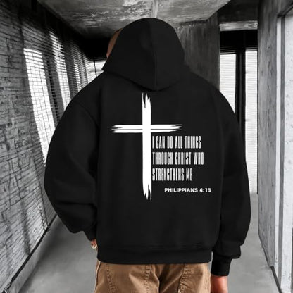 Christian Hoodies for Men God Jesus Cross Faith Religious Christ Hoodie - color: Black, size: Large