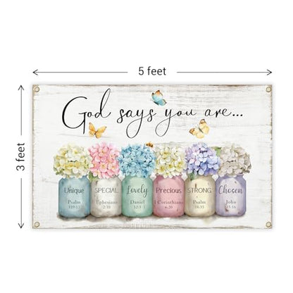 God Says You Are Tapestry 3x5 Feet Inspirational Bible Verses Wall Tapestry