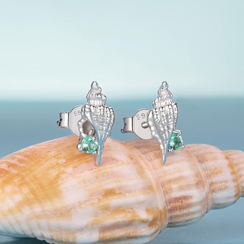Cute Stud Earrings for Women Dachshund Koi Fish Sea Star Sea Turtle Sea Conch Earrings 14K Gold Plated Dainty Stud Earring funky Jewerly - color: silver sea turtle conch
