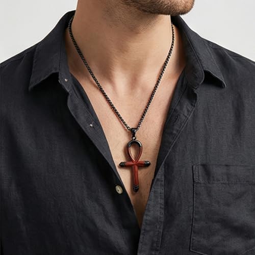 Cross Necklace for Men 925 Sterling Silver Cross Ebony Wooden Ankh Raven Praying Hands Crucifix Amulet Religious Jewelry Gifts for Men Women - color: Cross13
