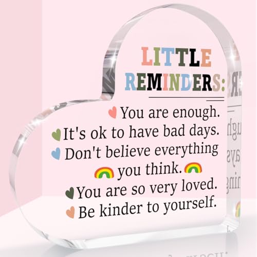 Inspirational Motivational Gifts Heart Shaped Acrylic Sign Decor - color: Little Reminders