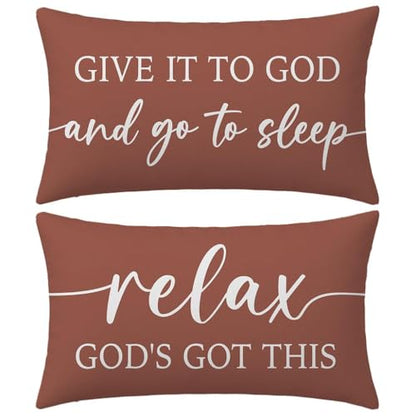 Decorative Throw Pillow Covers 12x20 Inch Set of 2 – Rust - color: Rust